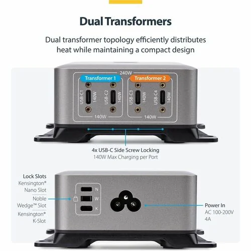 4-Port USB-C Charger 240W Total - 424DEU-USB-C-CHARGER